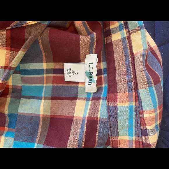 LL Bean cotton button down plaid shirt EUC - Picture 6 of 7